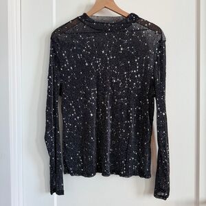 Black Starry Sheer Women's Top